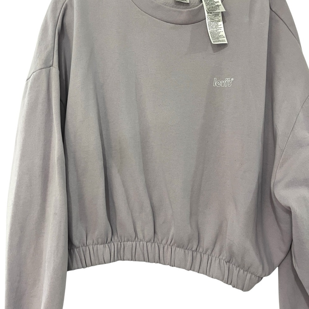 Levi’s Cropped Pullover Sweatshirt Lilac Purple Boxy Streetwear Women’s L - Picture 5 of 10